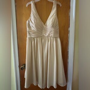 Empire V-Neck Knee-Length Chiffon Bridesmaid Dress w/ Cascading Ruffles (petite)